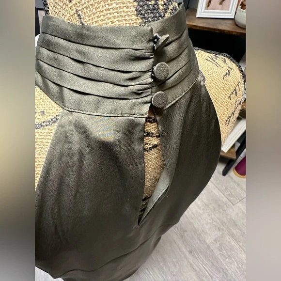 Express Olive Green Satin Crosscross Halter Top. NWT. - Picture 3 of 5